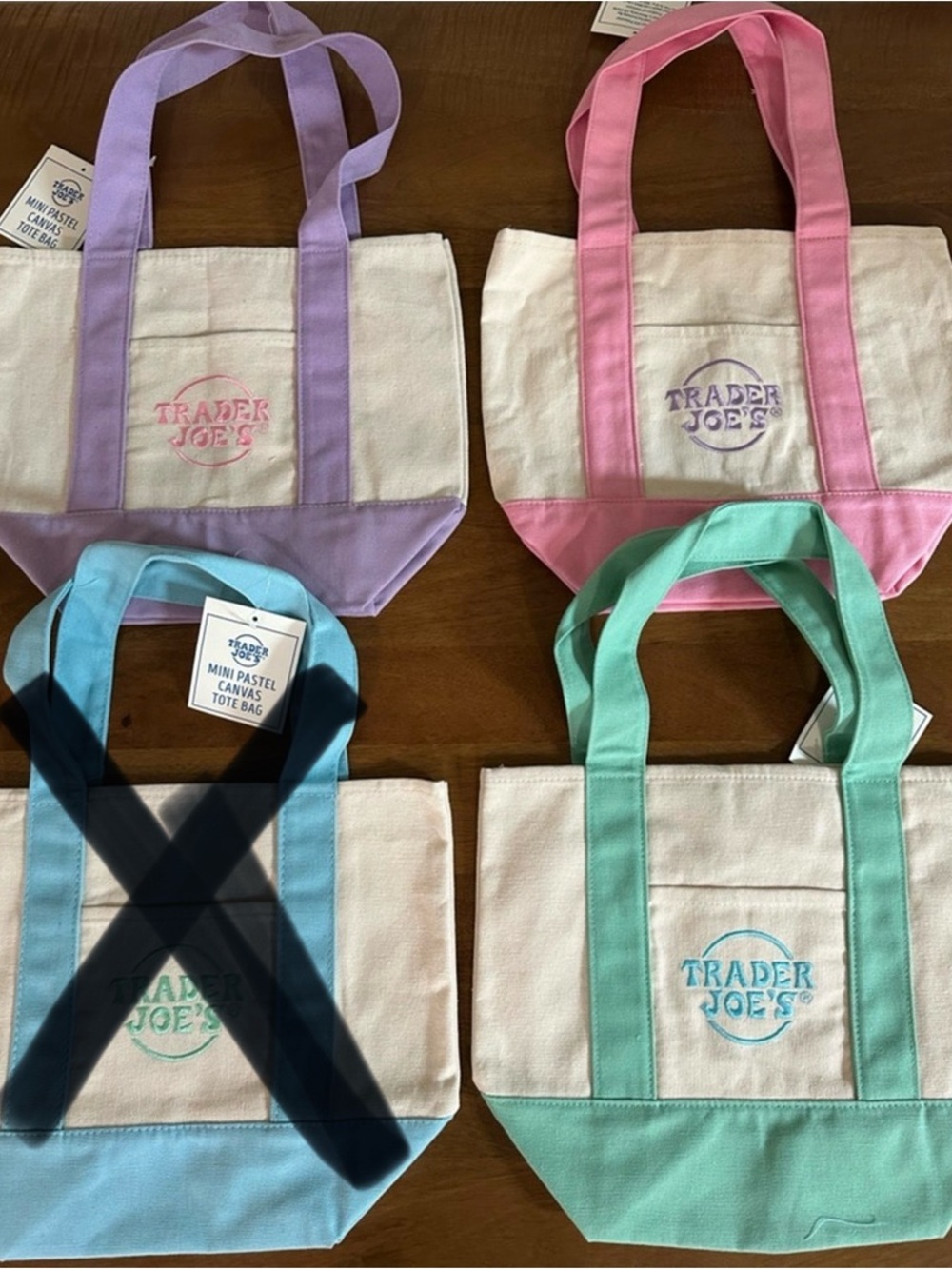 NWT Trader Joe's Canvas Tote Bag - Pastel Color Options *PICK ONE